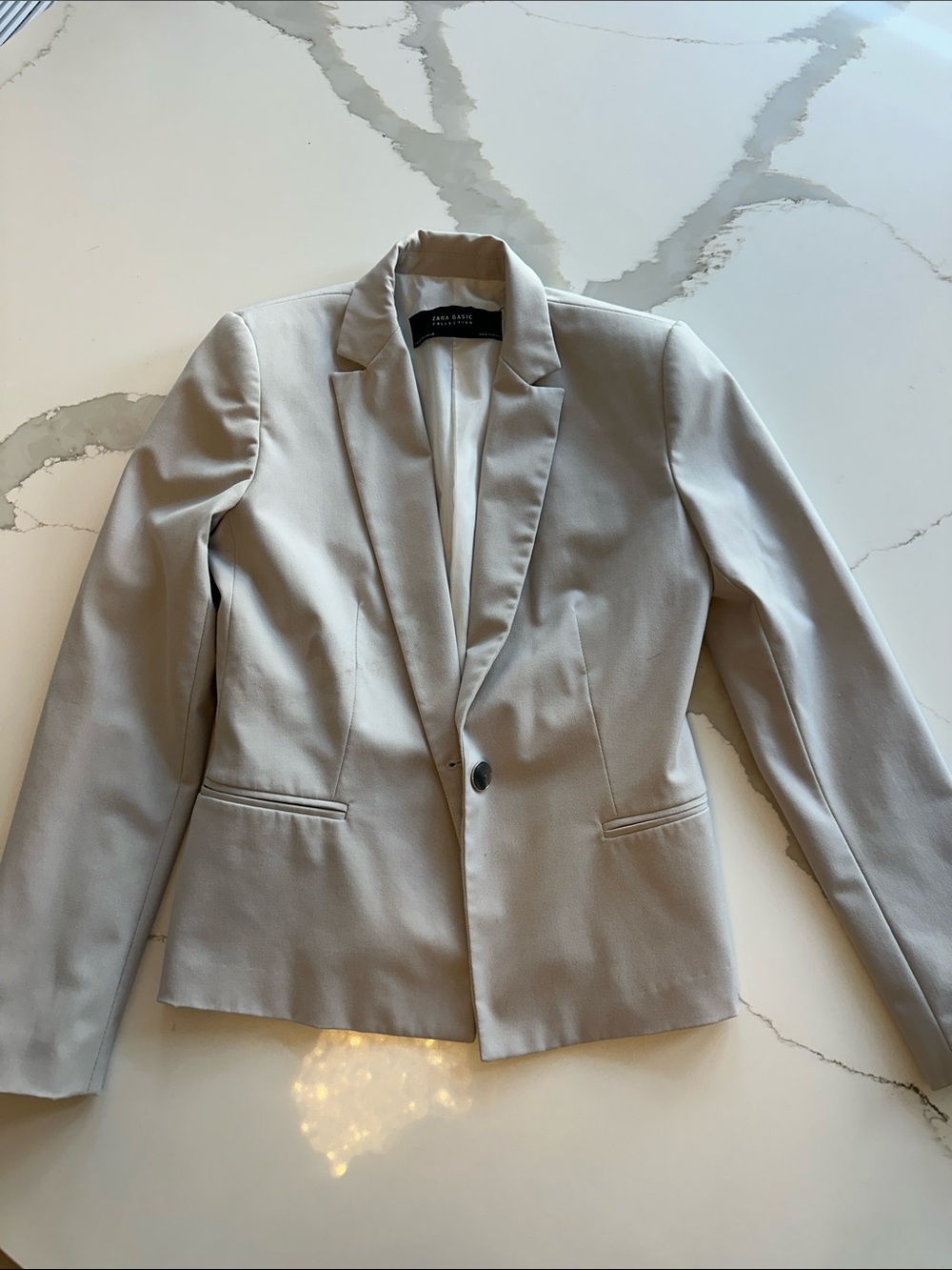 Zara Single-Button Tailored Blazer CREAM coloured